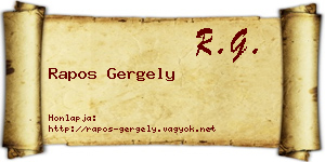 Rapos Gergely névjegykártya
